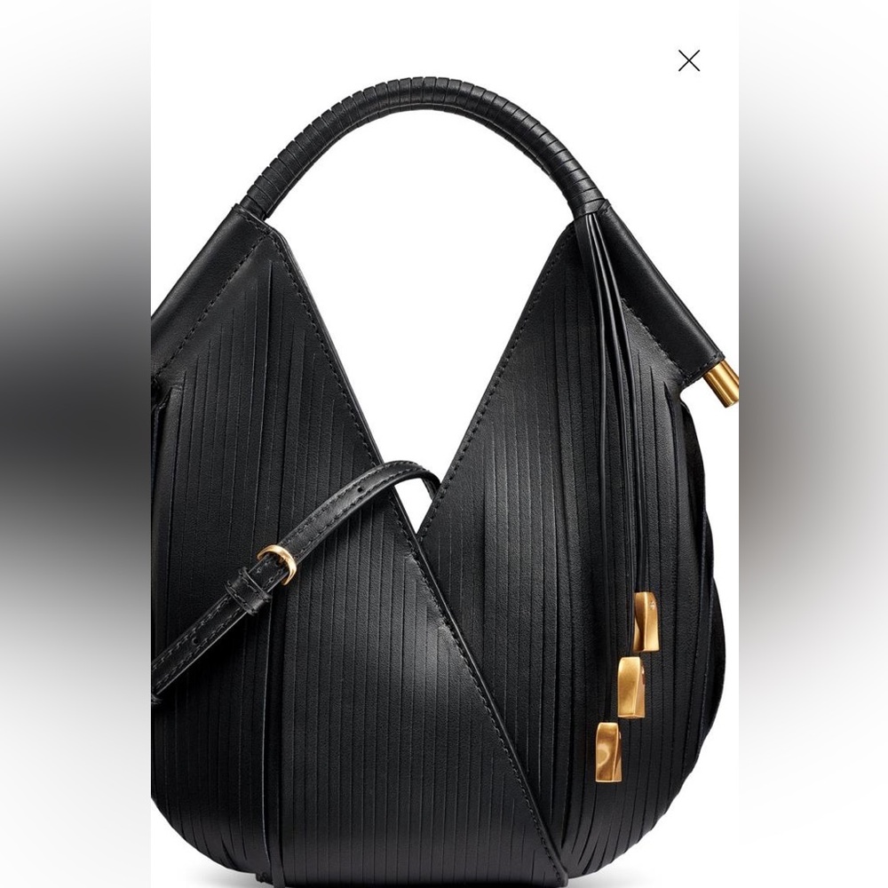 Donna Karan Black Shoulder Bag with Gold Accents Large